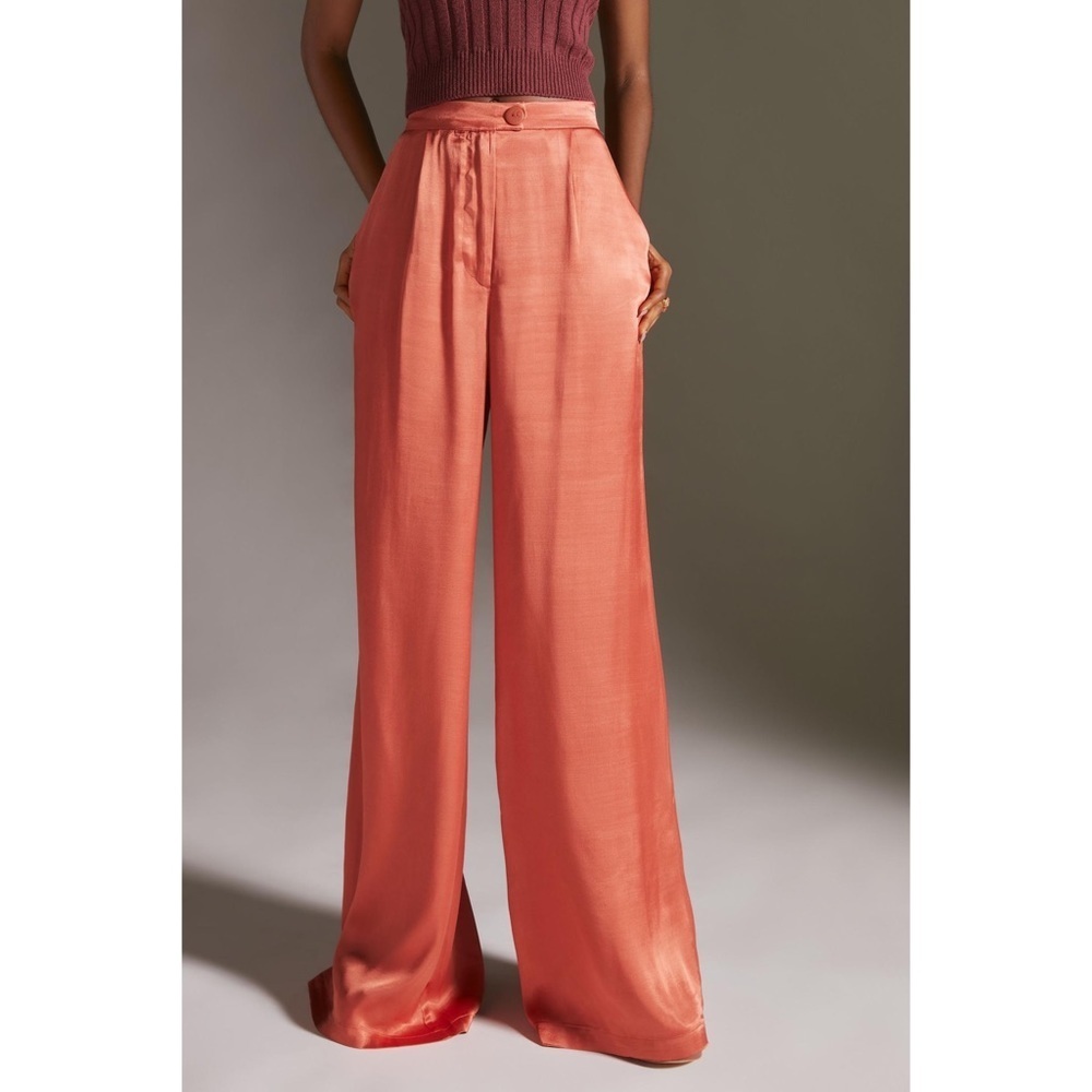 ANTHROPOLOGIE Orange Petra Wide Leg Trousers Size XS NWT - Picture 6 of 10